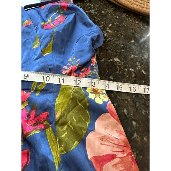 Lulus Maxi Dress With Tie Floral Print Criss Cross Back High Slit Cruise Prom M - Picture 11 of 16